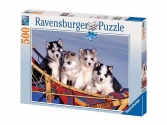 Ravensburger Husky kutyakölykök puzzle, 500 darab,  puzzle, puzleball