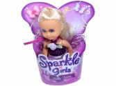 Sparkle Girlz - Szőke hajú lila ruhás tündér baba - 10 cm ,  babák